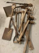 A selection of vintage garden tools
