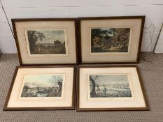 After Robert Havell Junior (1793-1878),A set of four hand coloured engravings on paper with a