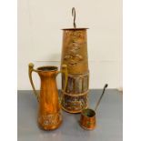 A selection of copper ware items