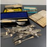 A selection of EPNS and silver plated cutlery