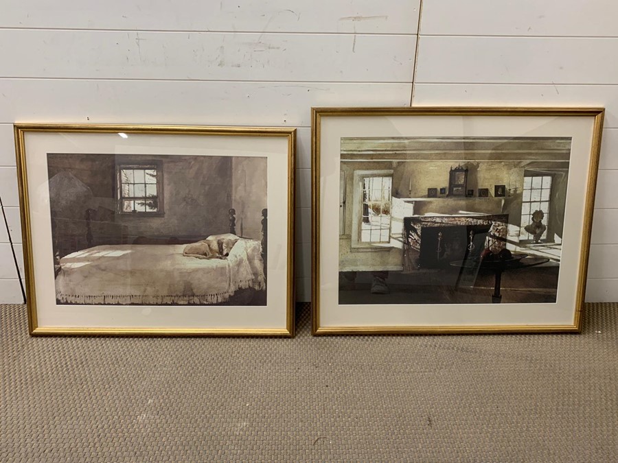 Two Prints by Artist Andrew Wyeth 'Master Bedroom' and 'Big Room'