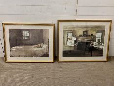 Two Prints by Artist Andrew Wyeth 'Master Bedroom' and 'Big Room'