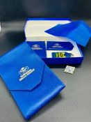 Promotional travel set by Rothmans William Renault F1 motor racing team, including travel wallet,