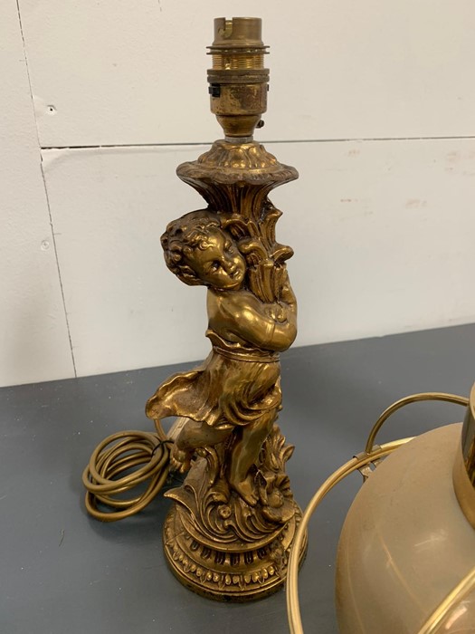 A selection of table lamps including gilt cherub an ship style wall light - Image 3 of 3