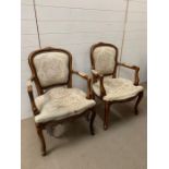 Pair of French style open armchairs