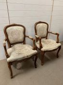 Pair of French style open armchairs