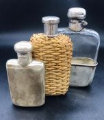 A Hallmarked silver flask along with two other.