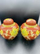 A pair of Ginger Jars, Chinese contemporary cloisonne style (20 cm H )