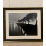 Large black and white photograph print of Big Ben and The Thames (123cm x 106cm)