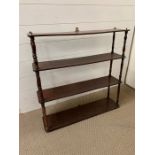 A mahogany wall hanging shelfs with turned columns (H70cm W70cm D17cm)