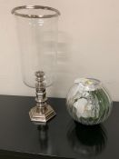 Ralph Lauren home white metal hurricane lamp and candle holder (53cm x 22cm)