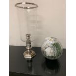 Ralph Lauren home white metal hurricane lamp and candle holder (53cm x 22cm)