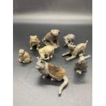 A Selection of Eight animal curios to include a pig, elephants, a cold painted dog etc.