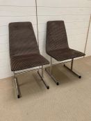 Two Pieff Lisse dining chairs with chromed steel frame legs with original fabric mid century Tim
