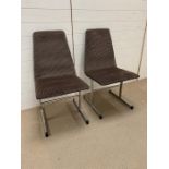 Two Pieff Lisse dining chairs with chromed steel frame legs with original fabric mid century Tim