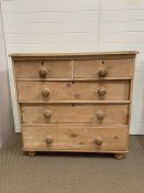 An antique Pine Chest of Drawers, two over three 97 cm W x 46 cm D x 92cm H