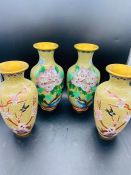 Two Pairs of Contemporary Chinese Cloisonne Vases (24 cm H and 21 cm H)