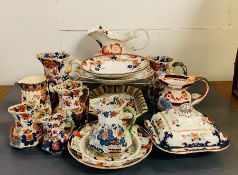 A selection of Masons iron stone including jugs, plates and serving dishes