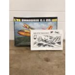 A selection of six aircraft model kits to include Heller Canadair C.L 215, Vultee XP-54 Swoose