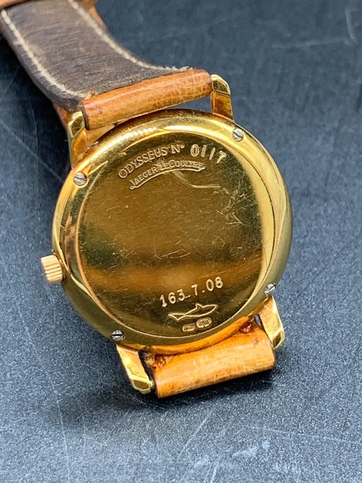 A Jaeger LeCoultre Odysseus Ladies 18 ct gold watch on leather strap with original paperwork and box - Image 8 of 8