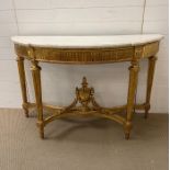 A continental gilt marble topped console table H87cm x L139cm x D55cm