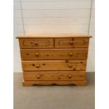 Low pine chest of drawers (H85cm W105cm D47cm)