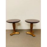 A Pair of Lamp Tables on column pedestals