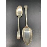Two Hallmarked silver Georgian spoons.(45.1g)