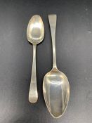 Two Hallmarked silver Georgian spoons.(45.1g)