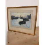 Frank Sully pastel of a river scene, signed bottom right and dated 1926