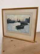 Frank Sully pastel of a river scene, signed bottom right and dated 1926