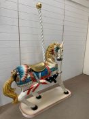 A carousel fairground horse with American Indian theme (H160 cm W146cm D50cm)