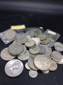 A Selection of United Kingdom coins to include Crowns, half crowns, shillings etc, various years and