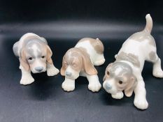 A Selection of three Lladro puppy figures