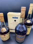 A Selection of four bottles of Brandy by Hine, Martell and Hennessy