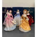 Five Royal Doulton figurines, Jessica, Barbara, Charlotte, Sandra and Fragrance