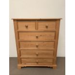 A Pine Chest of Drawers, four long drawers over two short 96 cm L x 118 cm H x 48 cm D.