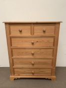 A Pine Chest of Drawers, four long drawers over two short 96 cm L x 118 cm H x 48 cm D.