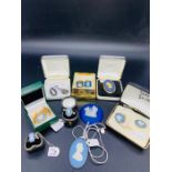 A Selection of Wedgwood Jasperware jewellery to include rings, cuff links and necklaces.