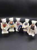 Five Royal Crown Derby Bears to include Golfer, Painter etc