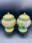 A Pair of Contemporary Chinese Cloisonne Lidded Vases (18 cm H)