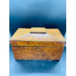 A George III Burr yew sarcophagus tea caddy