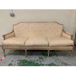 An Italian Style parcel gilt, reeded legs salon suite comprising three seater and two seater