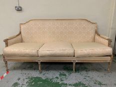 An Italian Style parcel gilt, reeded legs salon suite comprising three seater and two seater