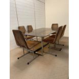 Pieff Lisse dining table and chairs, mid century 1970's with original fabric and chromed steel frame