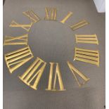 Gold gilt metal Roman numerals clock face (45cm x 35cm)