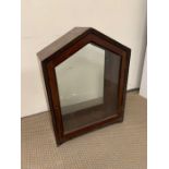 A mahogany box frame display case with pitch roof
