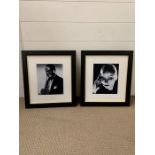 Two black and white portraits of Hollywood Stars in black frames