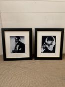 Two black and white portraits of Hollywood Stars in black frames