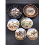 A Selection of Six Prattware Pot Lids.